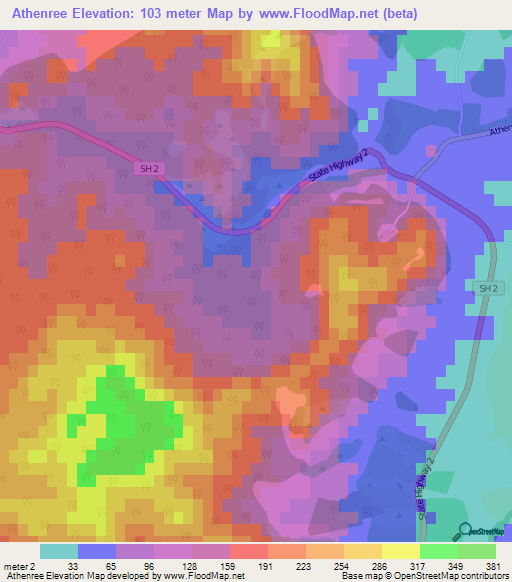 Athenree,New Zealand Elevation Map