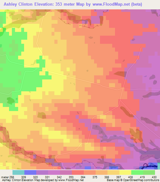 Ashley Clinton,New Zealand Elevation Map