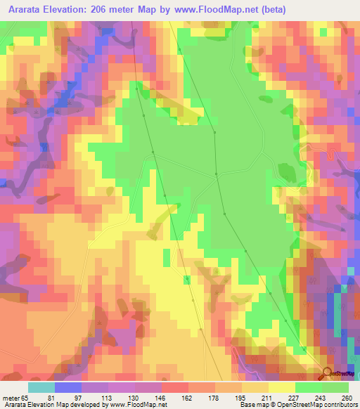 Ararata,New Zealand Elevation Map