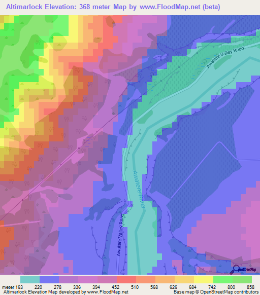 Altimarlock,New Zealand Elevation Map