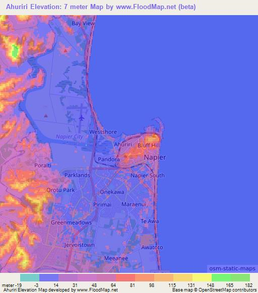 Ahuriri,New Zealand Elevation Map