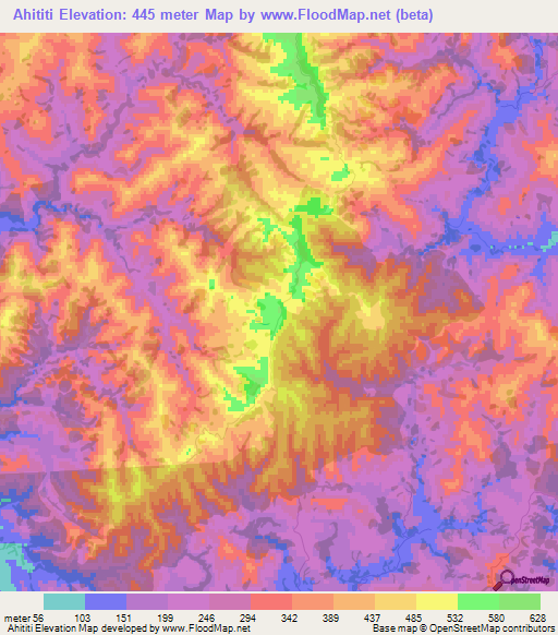 Ahititi,New Zealand Elevation Map