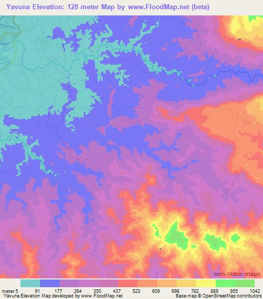 Yavuna,Fiji Elevation Map