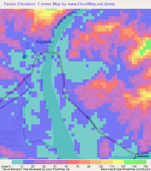 Yavulo,Fiji Elevation Map