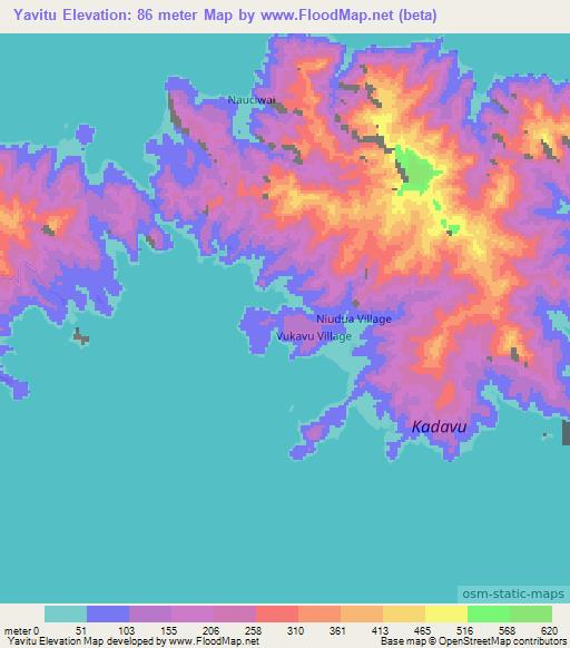 Yavitu,Fiji Elevation Map