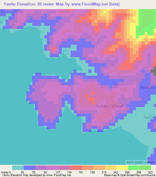 Yavitu,Fiji Elevation Map