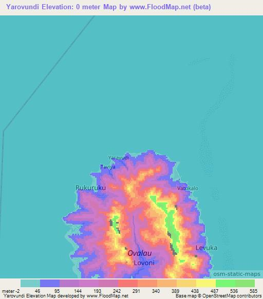 Yarovundi,Fiji Elevation Map