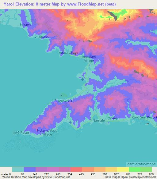Yaroi,Fiji Elevation Map