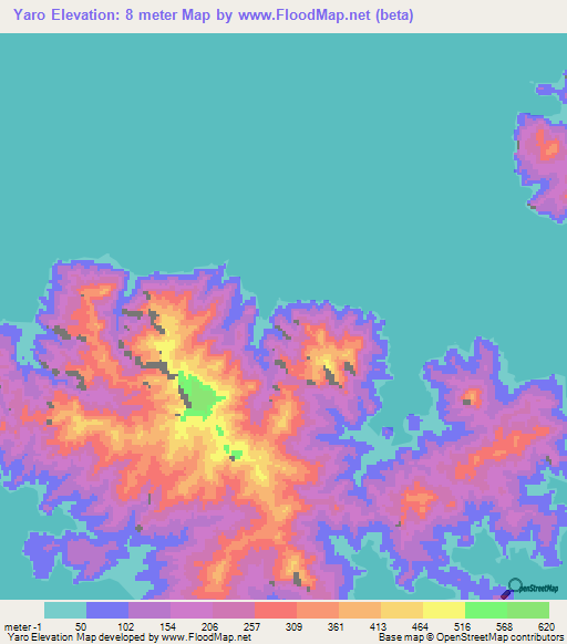 Yaro,Fiji Elevation Map