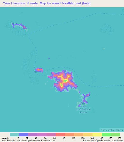 Yaro,Fiji Elevation Map