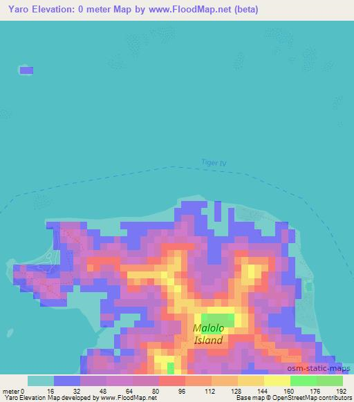 Yaro,Fiji Elevation Map