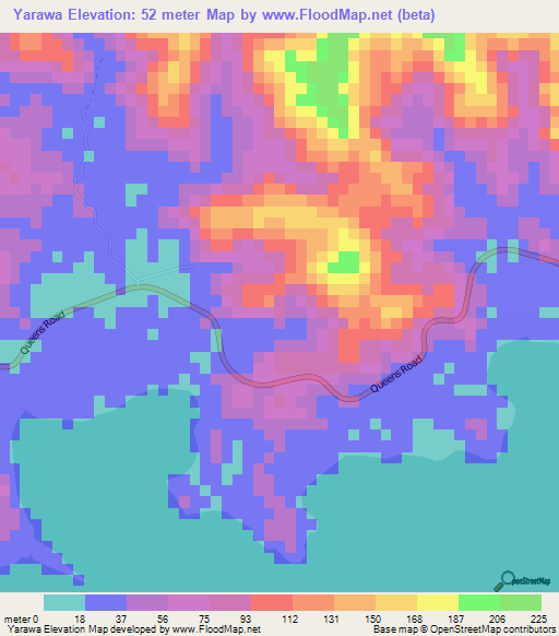 Yarawa,Fiji Elevation Map