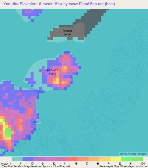 Yanutha,Fiji Elevation Map