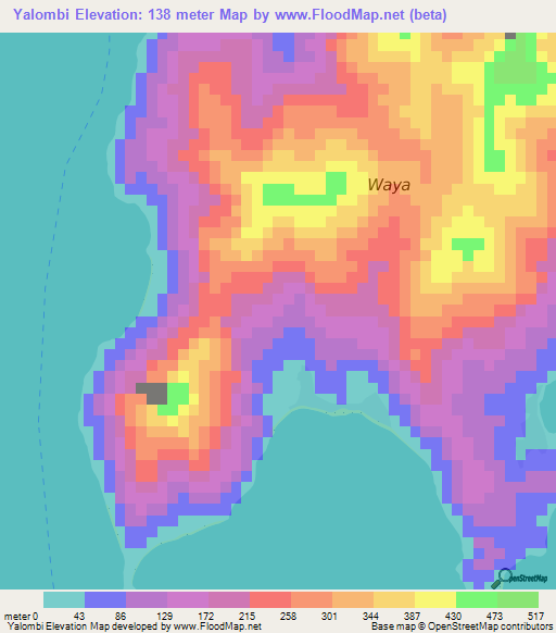 Yalombi,Fiji Elevation Map