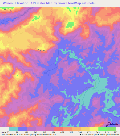 Wanosi,Fiji Elevation Map