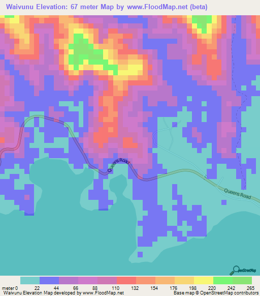 Waivunu,Fiji Elevation Map