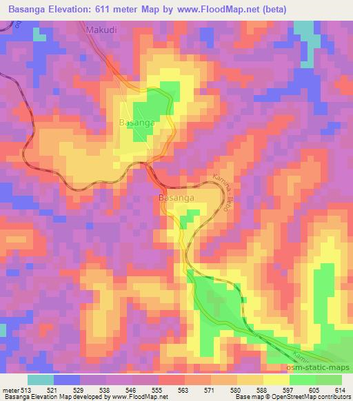 Basanga,Congo (Kinshasa) Elevation Map