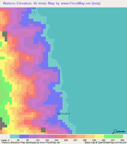 Waitovu,Fiji Elevation Map