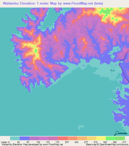 Waitambu,Fiji Elevation Map