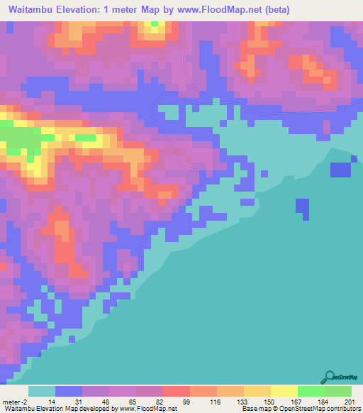 Waitambu,Fiji Elevation Map