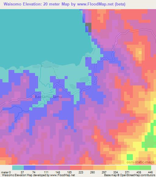 Waisomo,Fiji Elevation Map