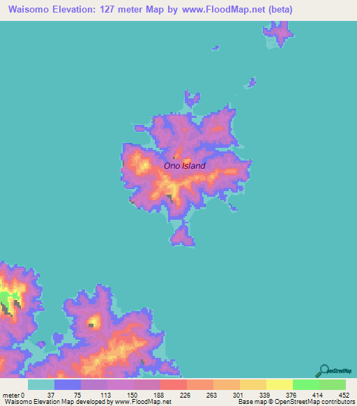 Waisomo,Fiji Elevation Map