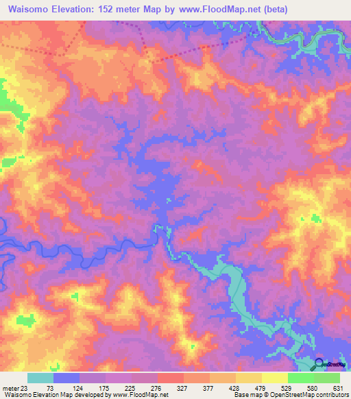 Waisomo,Fiji Elevation Map