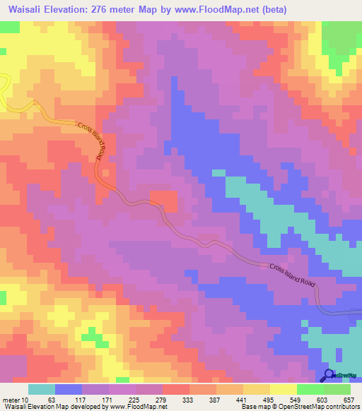Waisali,Fiji Elevation Map