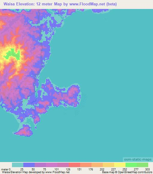 Waisa,Fiji Elevation Map
