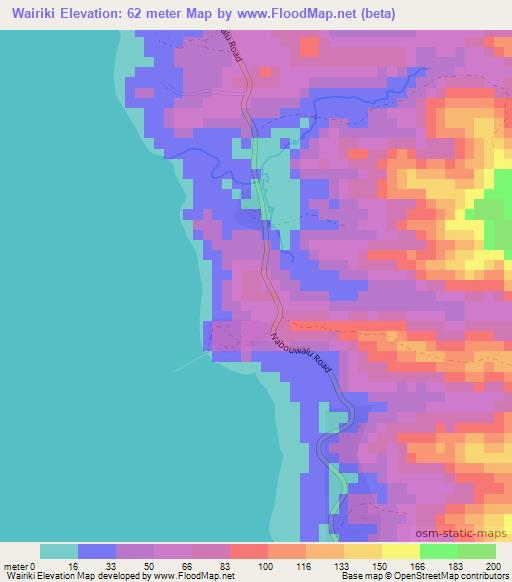 Wairiki,Fiji Elevation Map