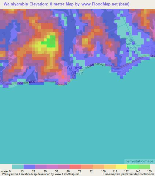 Wainiyambia,Fiji Elevation Map