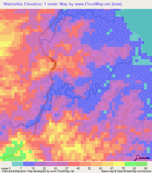 Wainisikia,Fiji Elevation Map