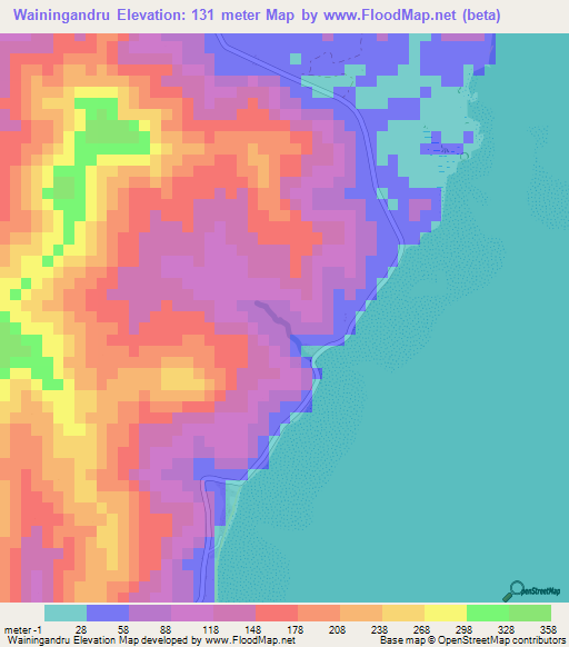 Wainingandru,Fiji Elevation Map