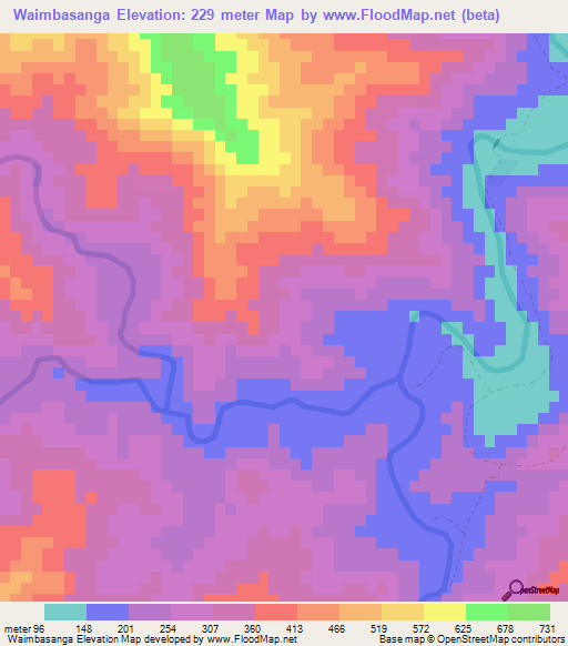 Waimbasanga,Fiji Elevation Map
