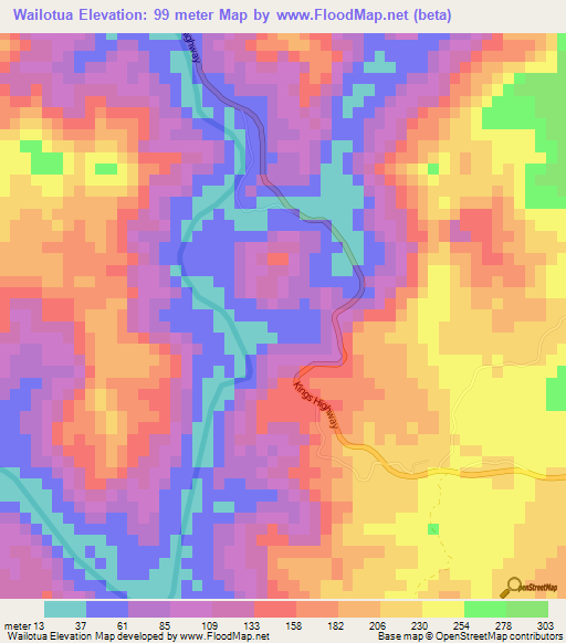 Wailotua,Fiji Elevation Map