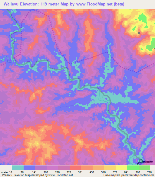 Wailevu,Fiji Elevation Map
