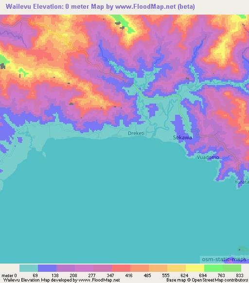 Wailevu,Fiji Elevation Map