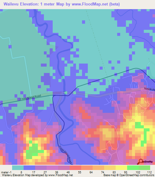 Wailevu,Fiji Elevation Map