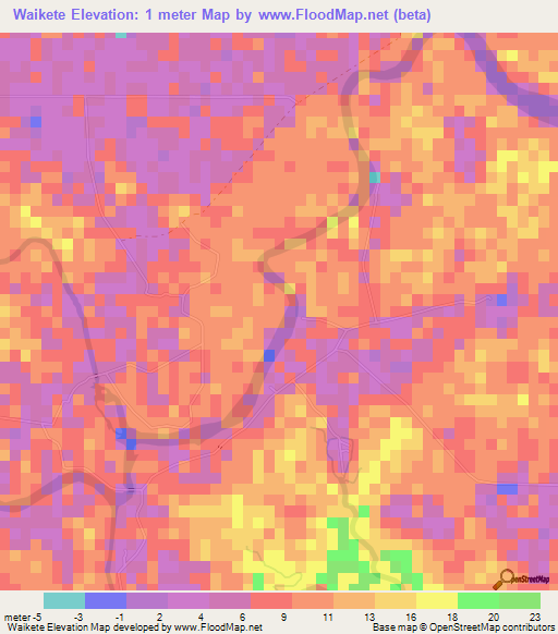 Waikete,Fiji Elevation Map