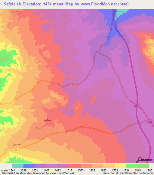 Sefidaleh,Iran Elevation Map