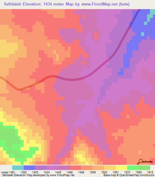 Sefidaleh,Iran Elevation Map
