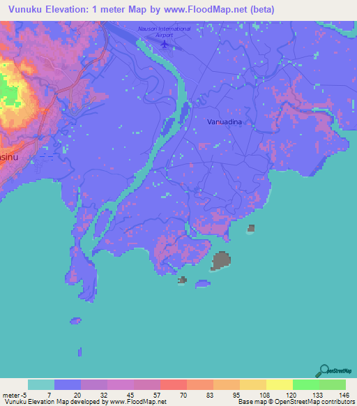 Vunuku,Fiji Elevation Map