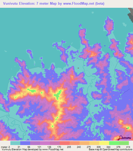 Vunivutu,Fiji Elevation Map