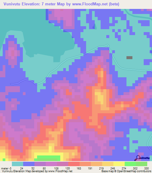 Vunivutu,Fiji Elevation Map