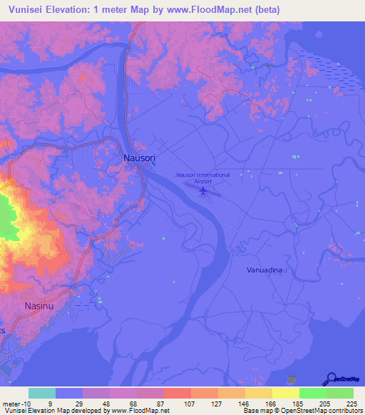 Vunisei,Fiji Elevation Map