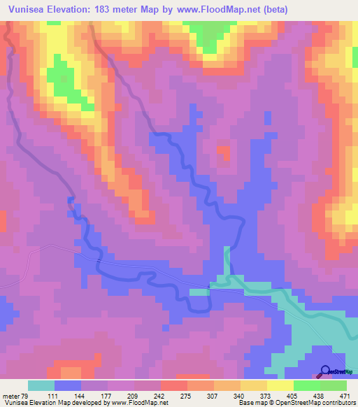 Vunisea,Fiji Elevation Map