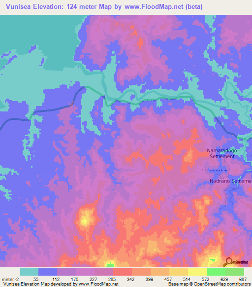 Vunisea,Fiji Elevation Map