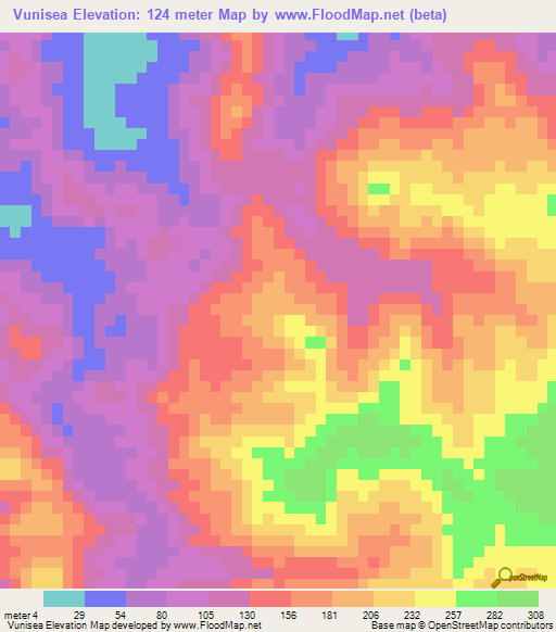 Vunisea,Fiji Elevation Map