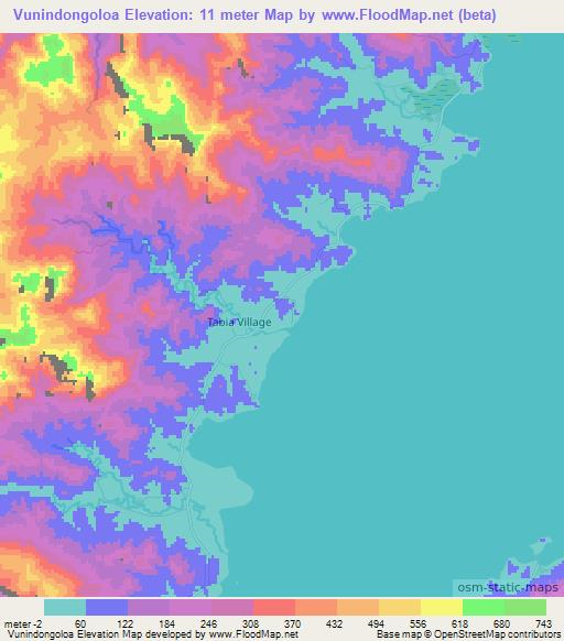 Vunindongoloa,Fiji Elevation Map