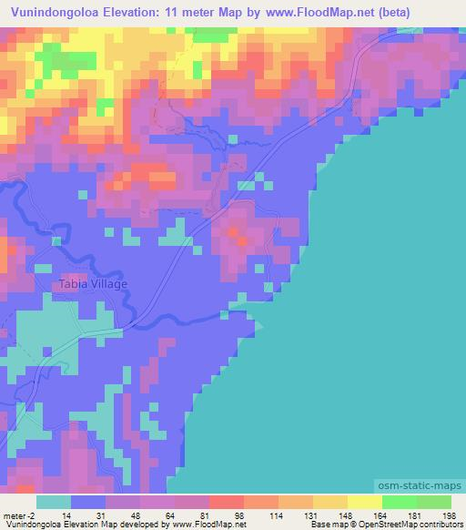 Vunindongoloa,Fiji Elevation Map